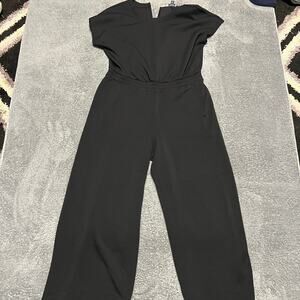Spanx Air Essentials Cap Sleeve Cinched Wide Leg Jumpsuit Black Womens XL